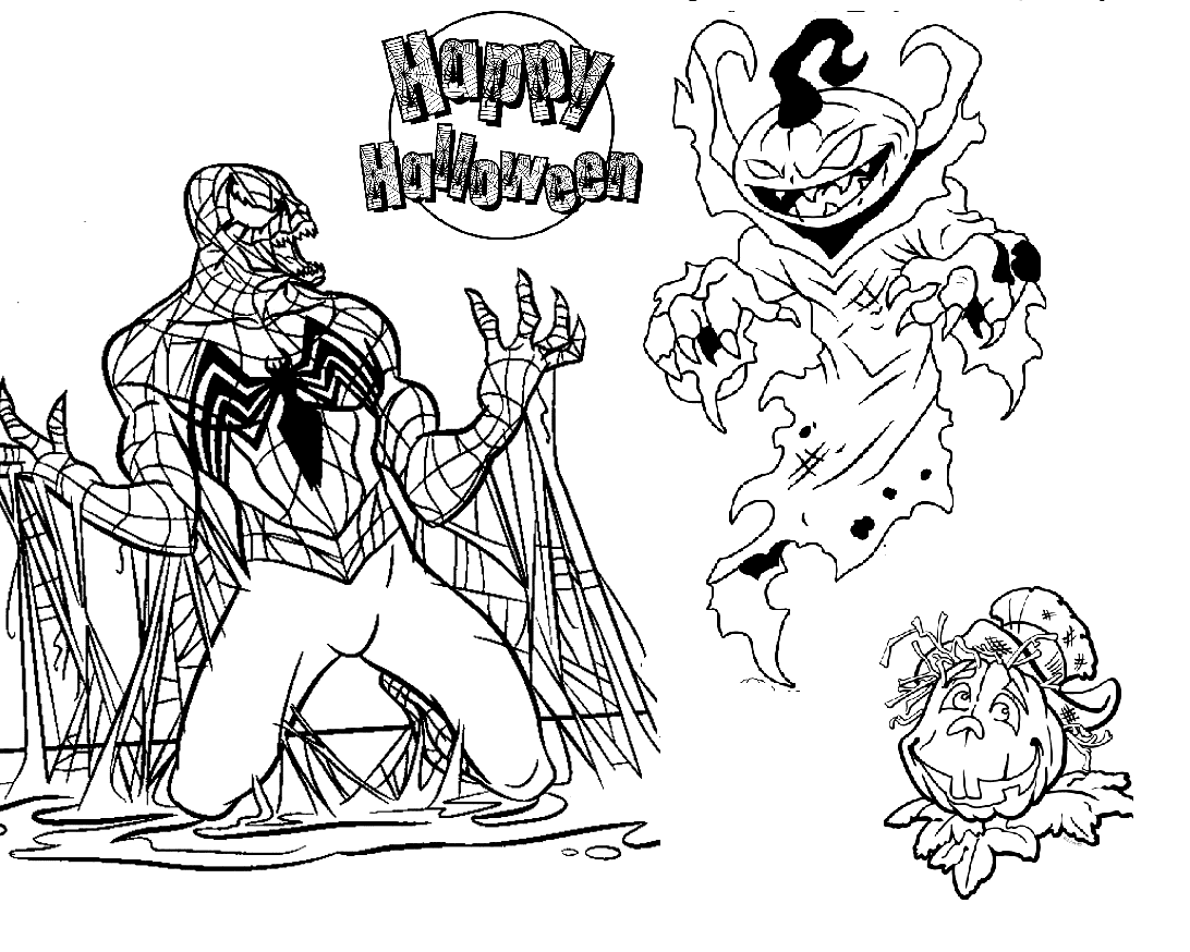 Evil Black Spiderman vs Scary Pumpkin Halloween