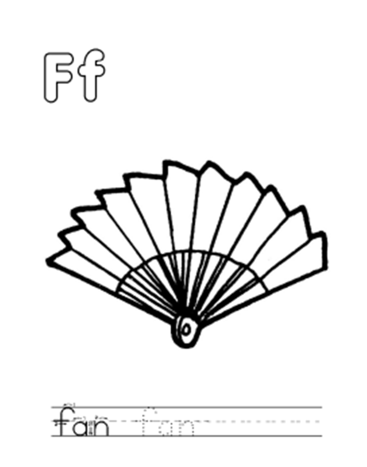 F For Fan Alphabet Coloring Page