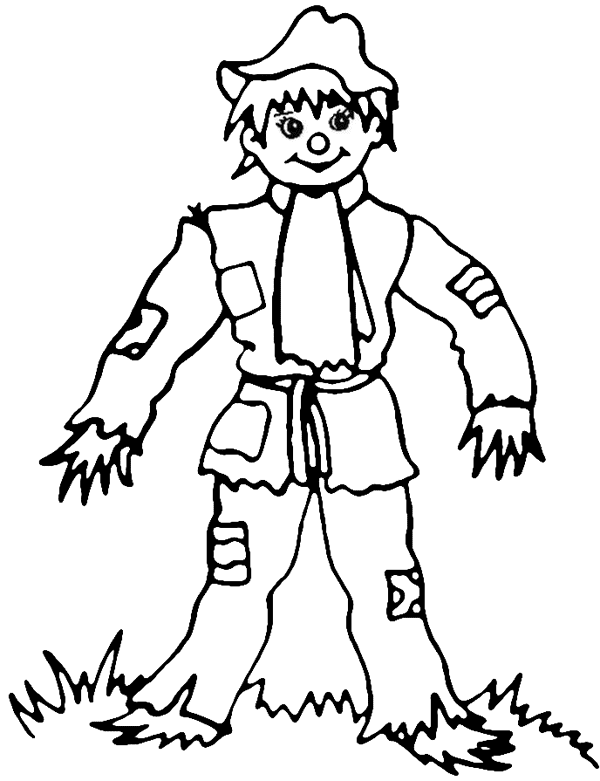 Fall Scarecrow For Children Coloring Page
