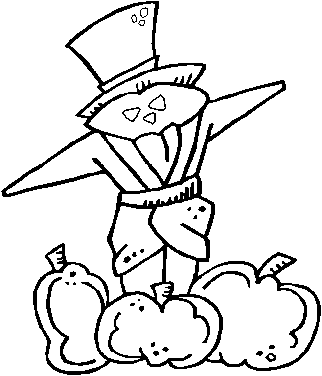 Fall Scarecrow For Kids Coloring Page