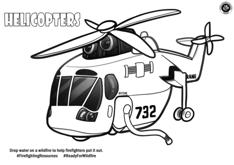 Firefighting Helicopter For Kids Coloring Page