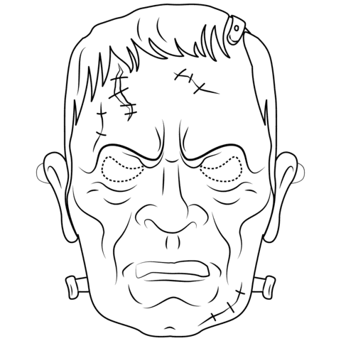 Frankenstein Mask Coloring Page