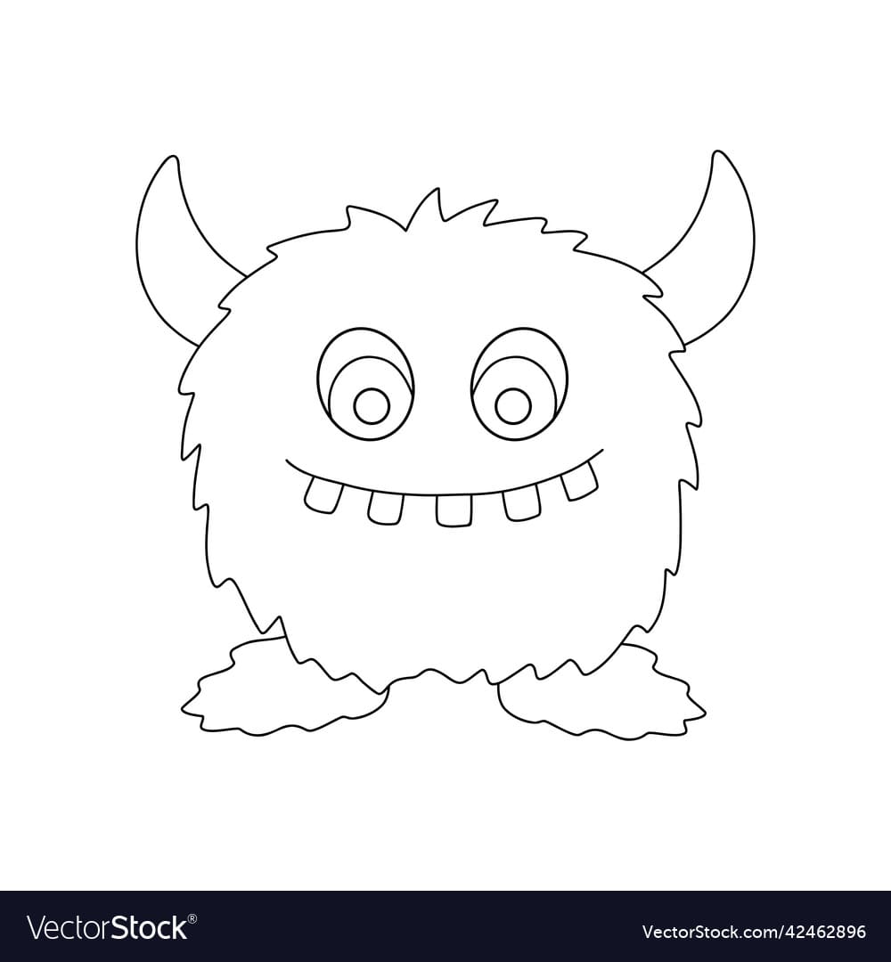 Funny Cute Line Monster Coloring Page