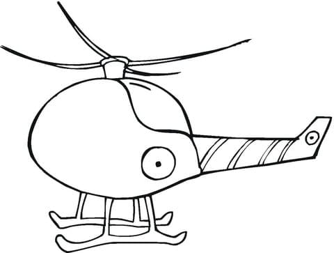 Funny Helicopter Image For Kids Coloring Page