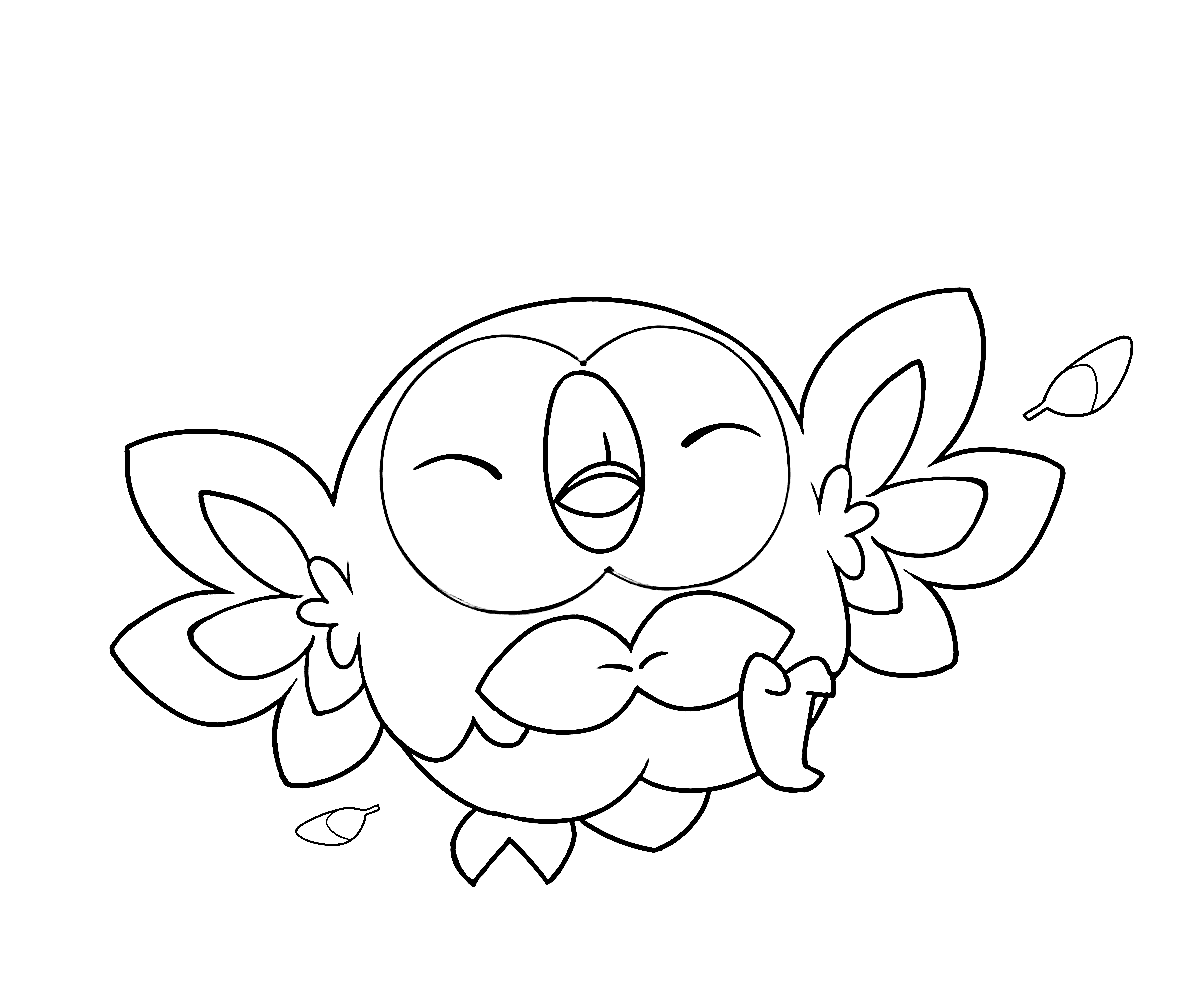 Funny Rowlet Coloring Page