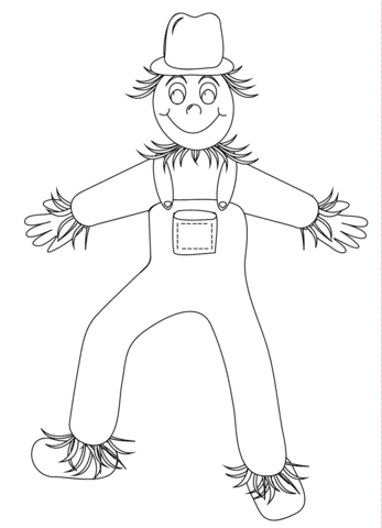 Funny Scarecrow For Kids Coloring Page