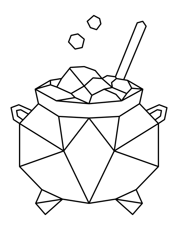 Geometric Cauldron For Kids Coloring Page