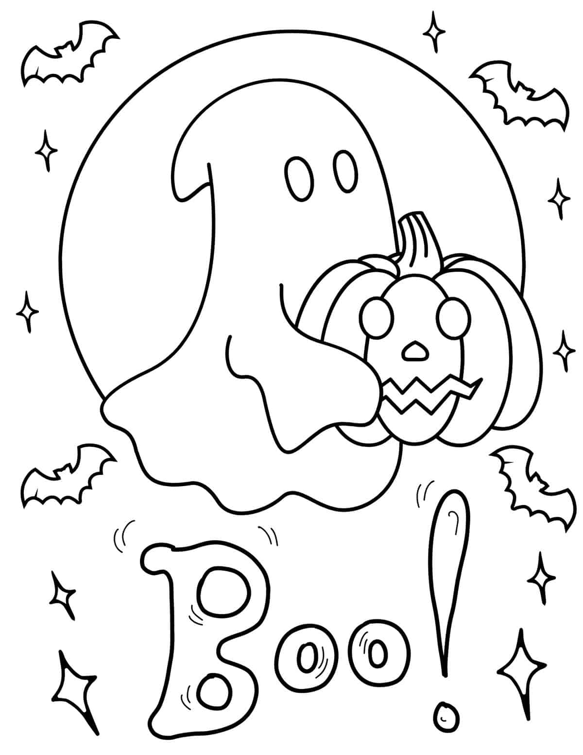 Ghost With A Pumpkin Coloring Page
