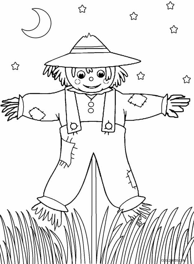 Girl Scarecrow For Kids Coloring Page