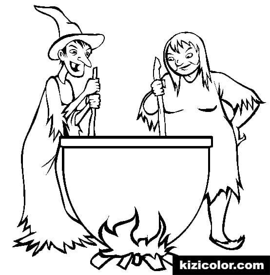 Halloween Cauldron Cute Coloring Page