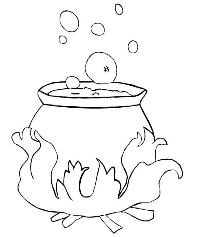 Halloween Cauldron Picture For Children Coloring Page