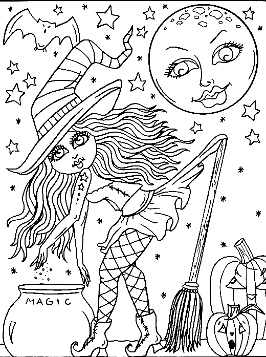 Halloween Cauldron Sweet Coloring Page