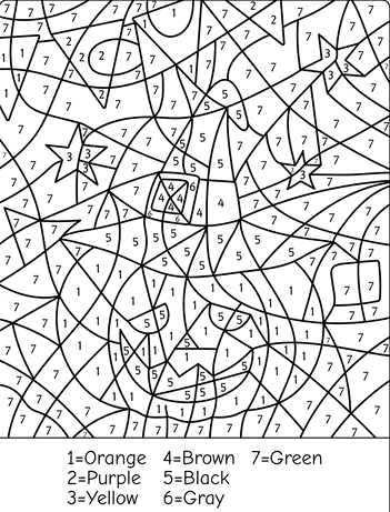 Halloween Color by Numbers Coloring Page