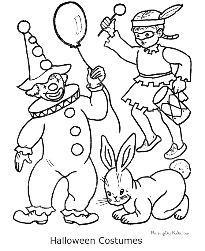 Halloween Costume For Kids Image Coloring Page
