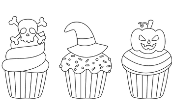 Halloween Cupcakes Coloring Sheet