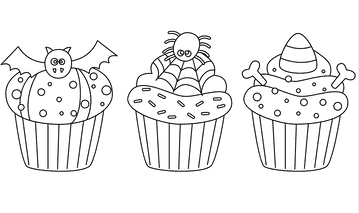 Halloween Cupcakes Image Coloring Page