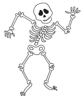 Halloween Dancing Skeleton Bones Coloring Page