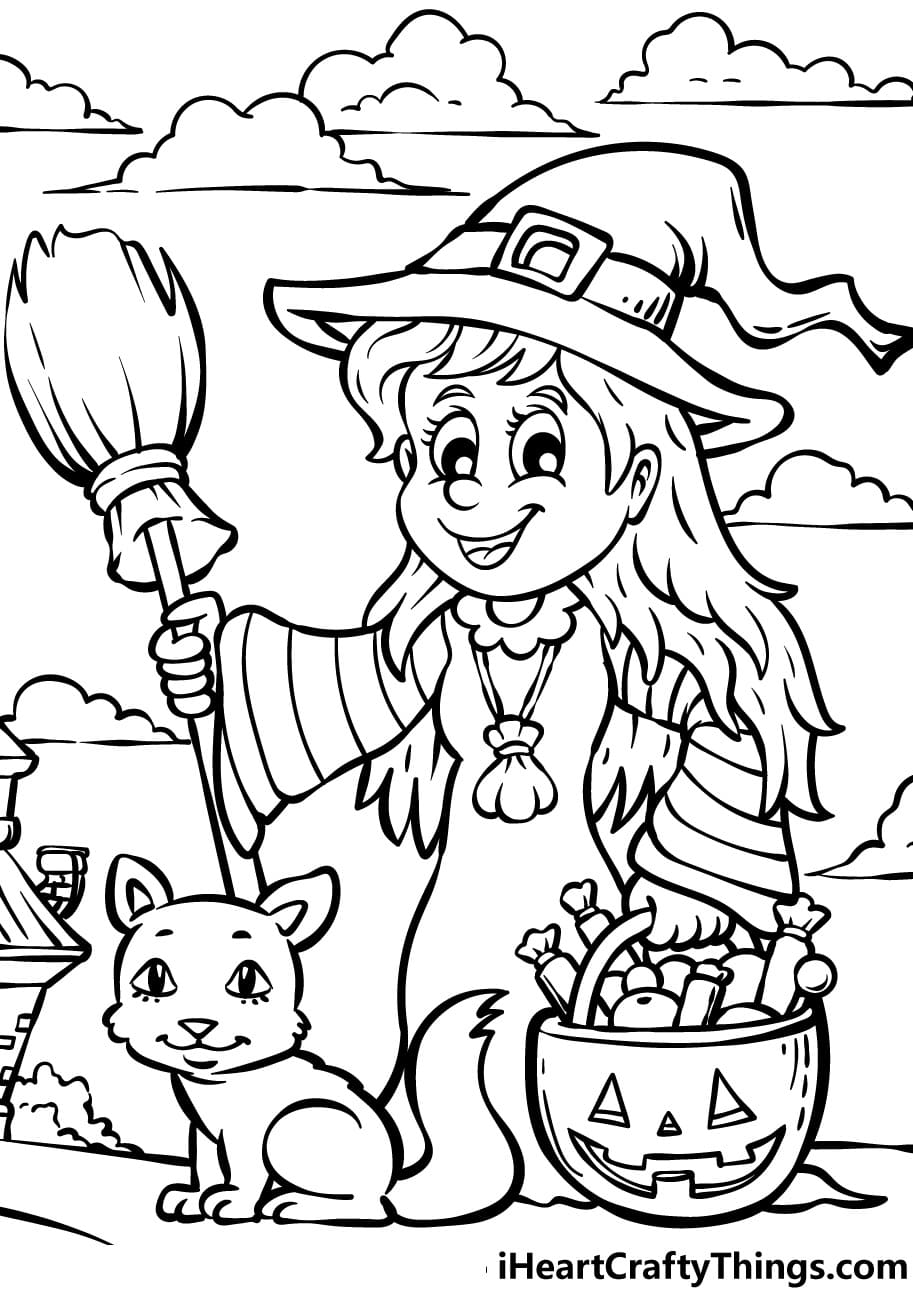 Halloween Drawing Coloring Page