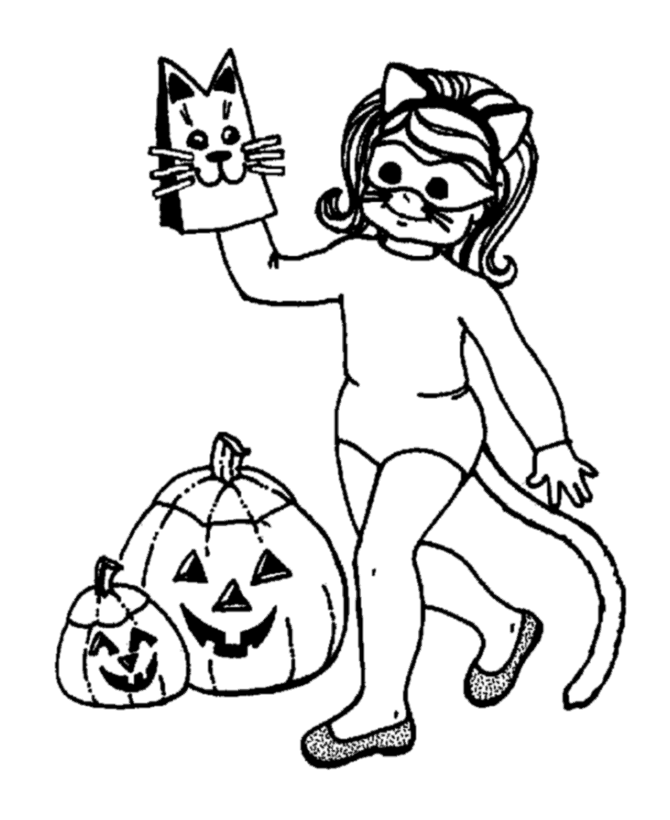 Halloween Girl For Children Coloring Page