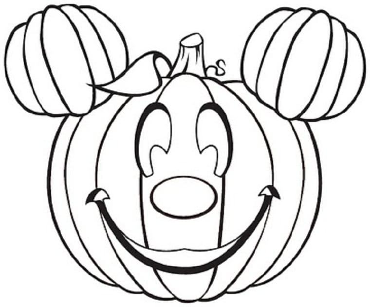 Halloween Mickey Like Pumnkin Coloring Page