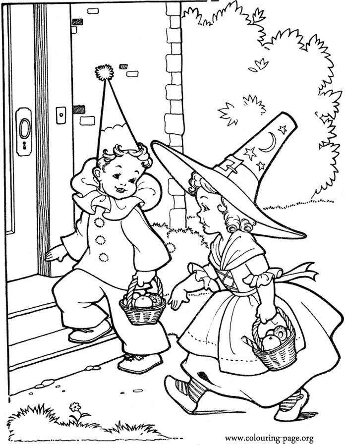 Halloween Party For Children Coloring Page