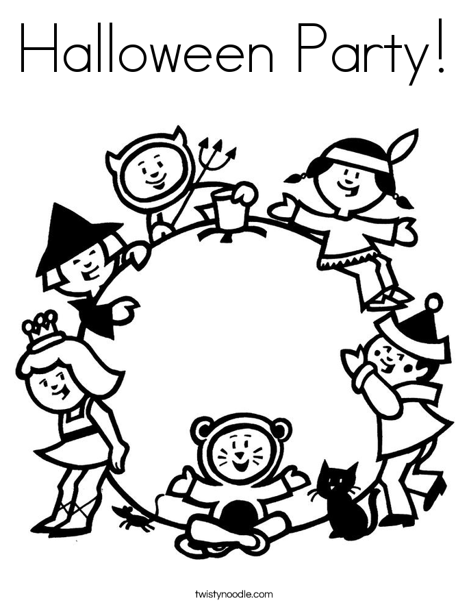 Halloween Party Image For Kids Coloring Page