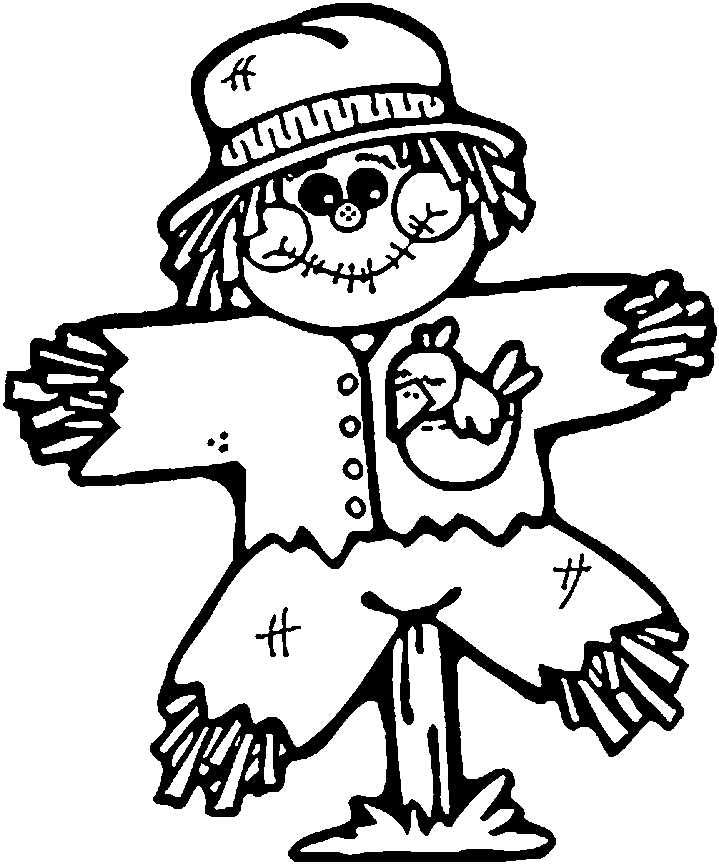 Halloween Scarecrow Image For Children Coloring Page