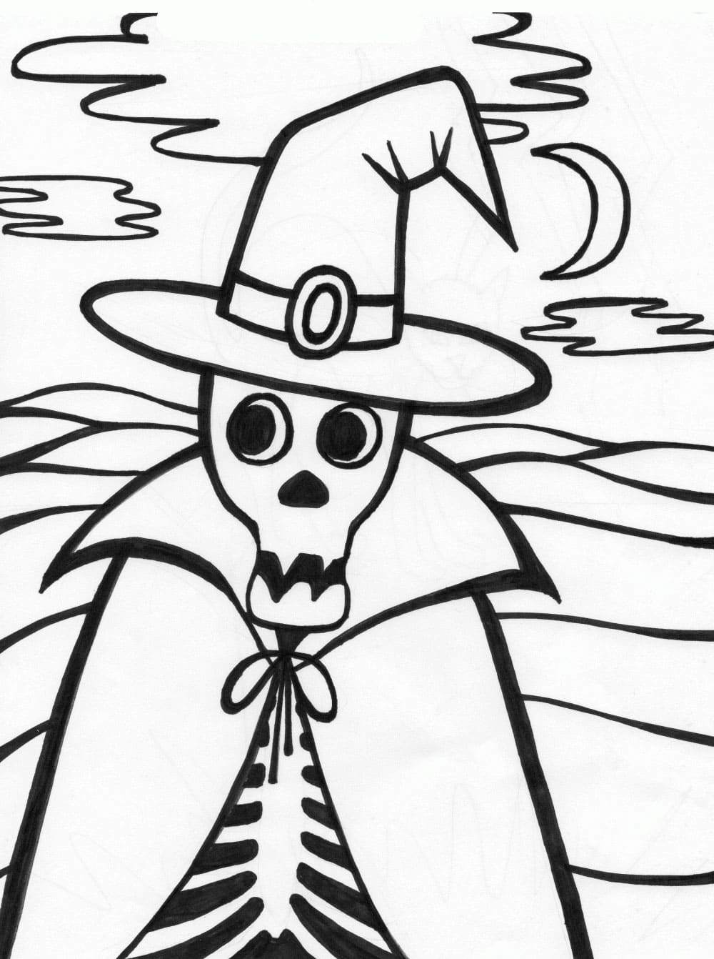 Halloween Skeleton For Kids Image Coloring Page