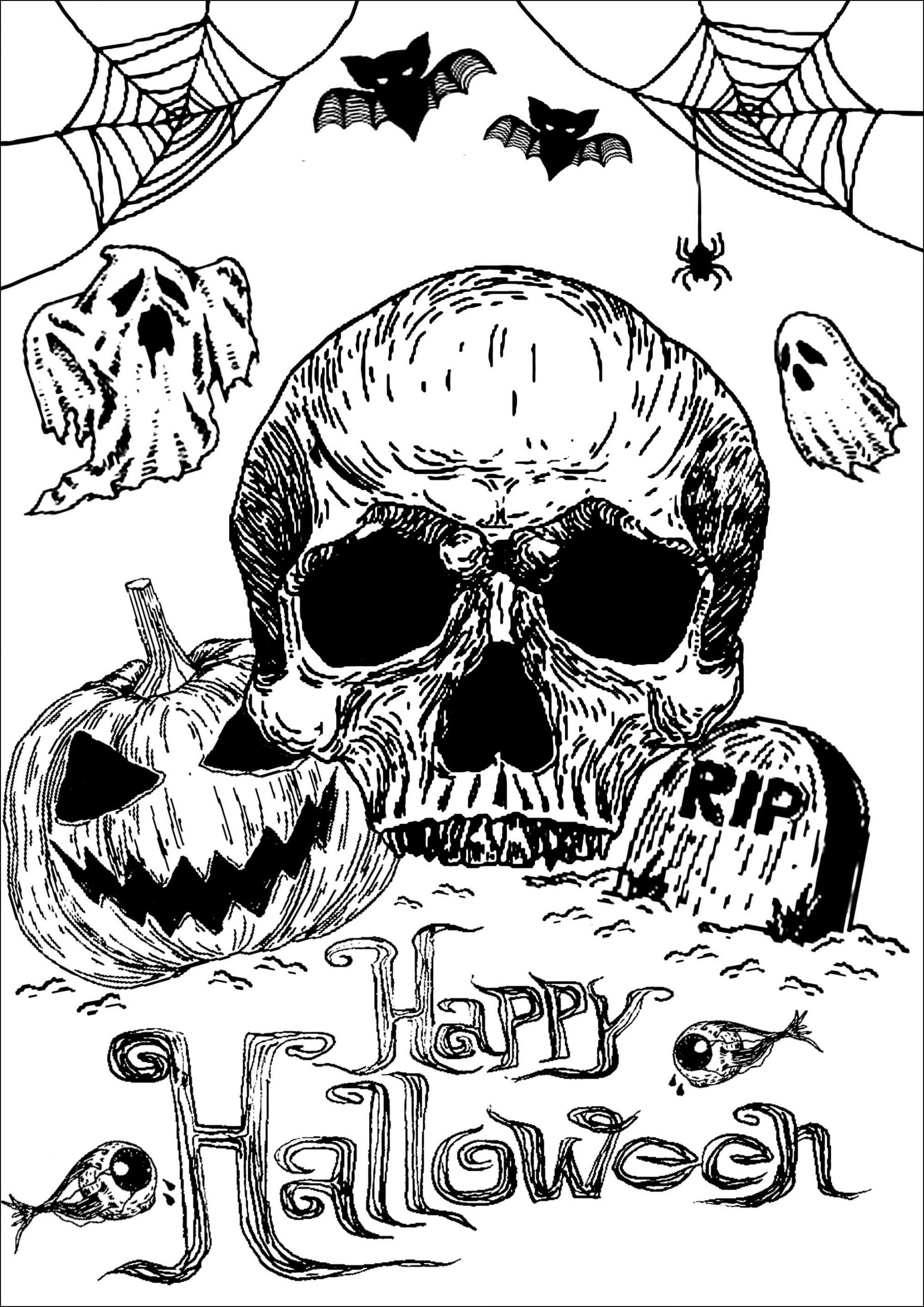Halloween Skull Pumpkin Grave Image For Kids