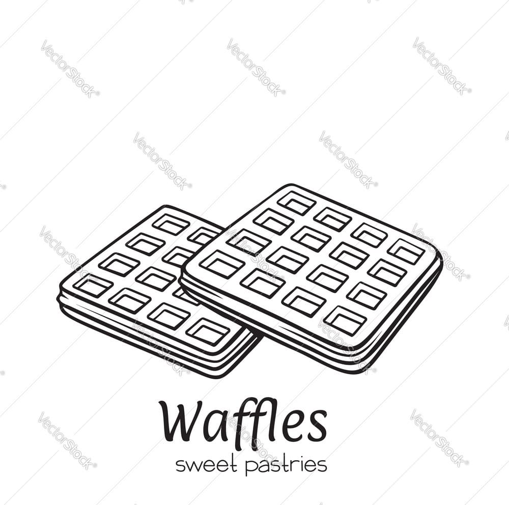 Hand Drawn Belgian Waffles Vector