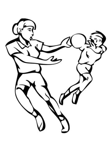 Handball Match Image For Kids Coloring Page