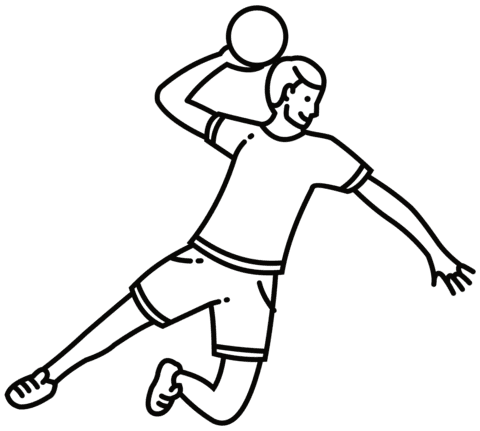 Handball Player For Kids Coloring Page