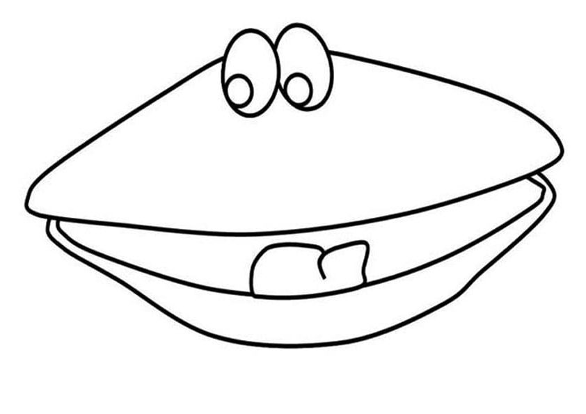 Happy Clam Shell Coloring Page