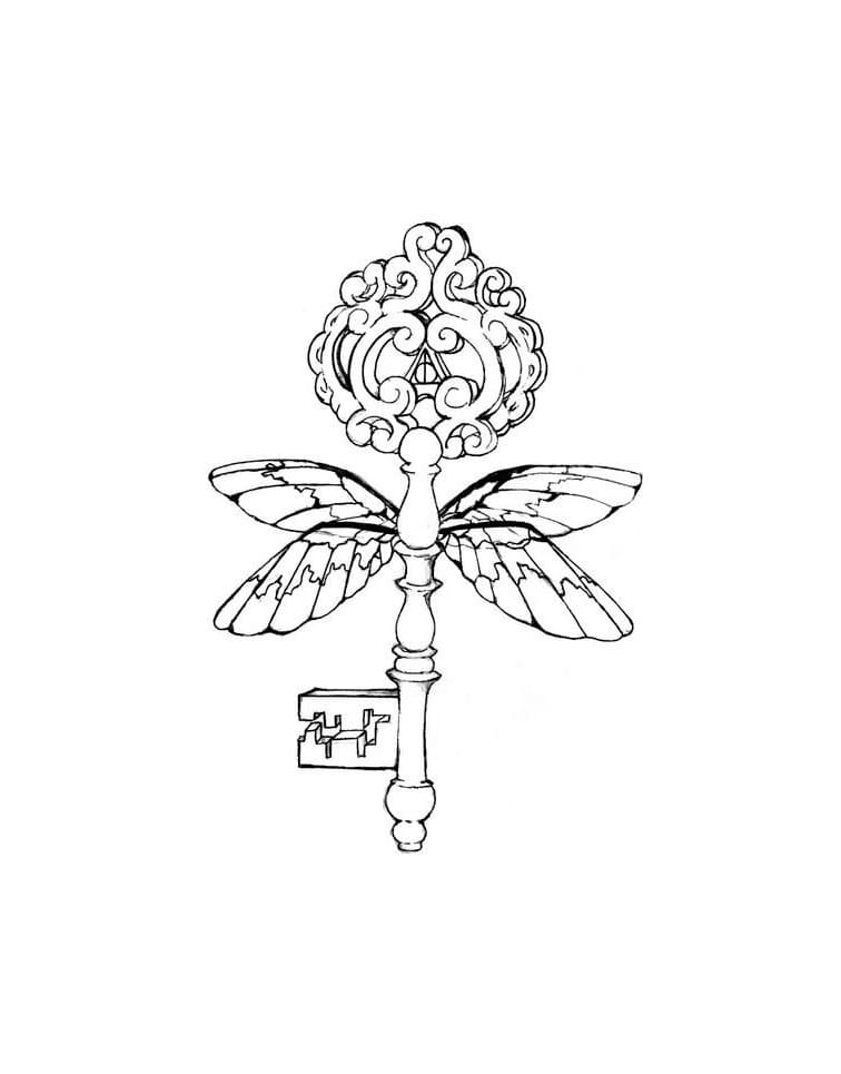 Harry Potter Winged Flying Key For Kids Coloring Page