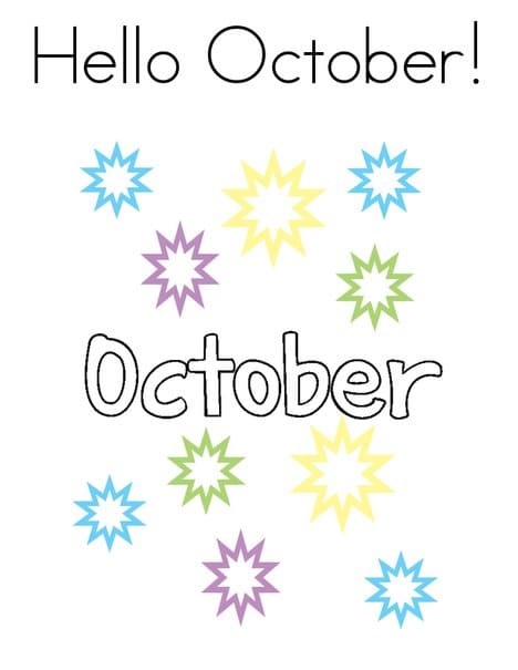 Hello October Coloring Page