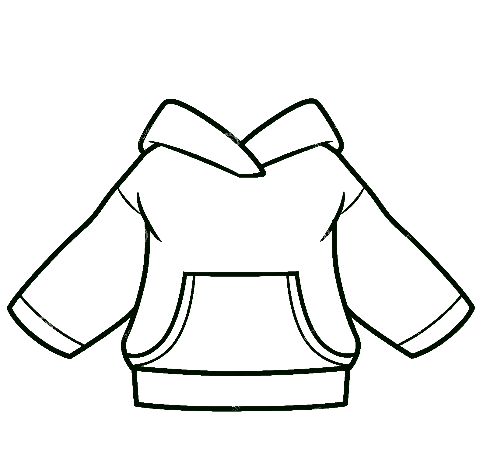 Hoodie With Pocket Outline For Coloring On A White Coloring Page