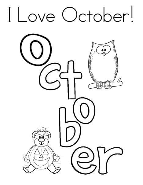 I Love October Image For Kids
