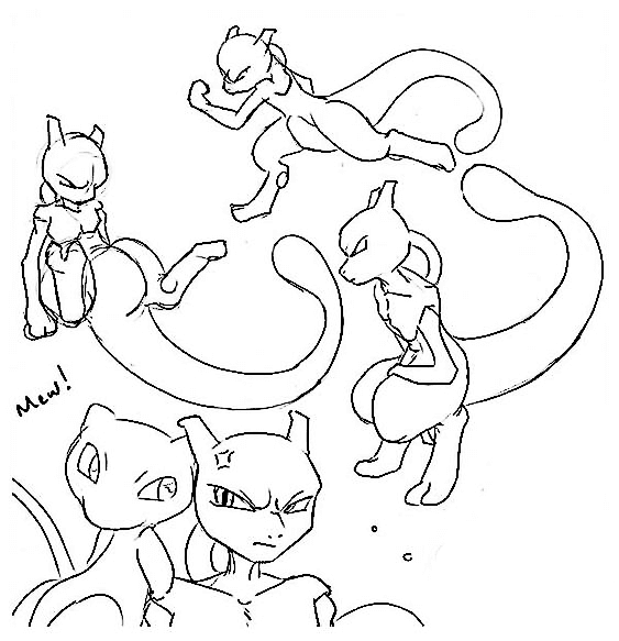 Image Mewtwo For Kids Coloring Page