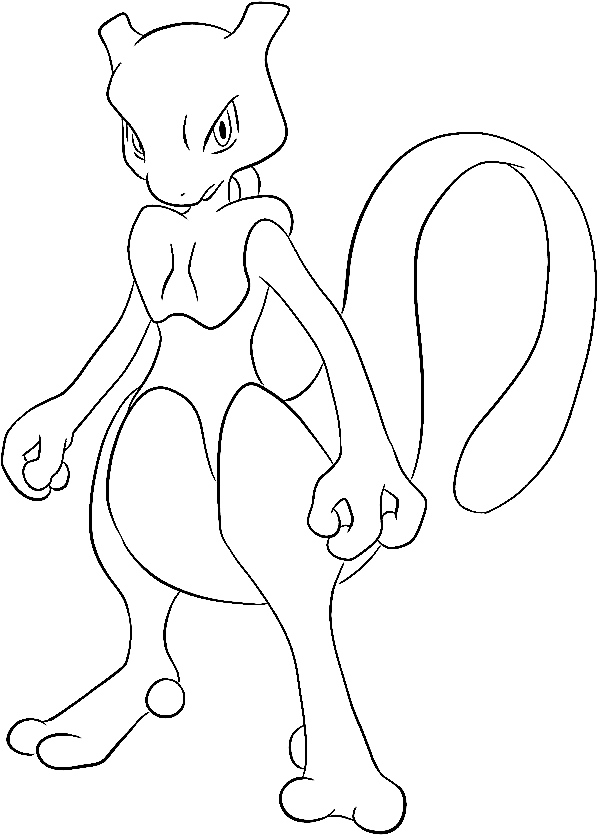 Image Of Mewtwo Cute Coloring Page