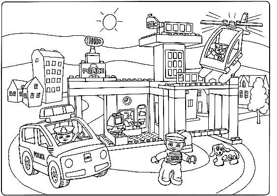 Image Of Police Station Cute Coloring Page