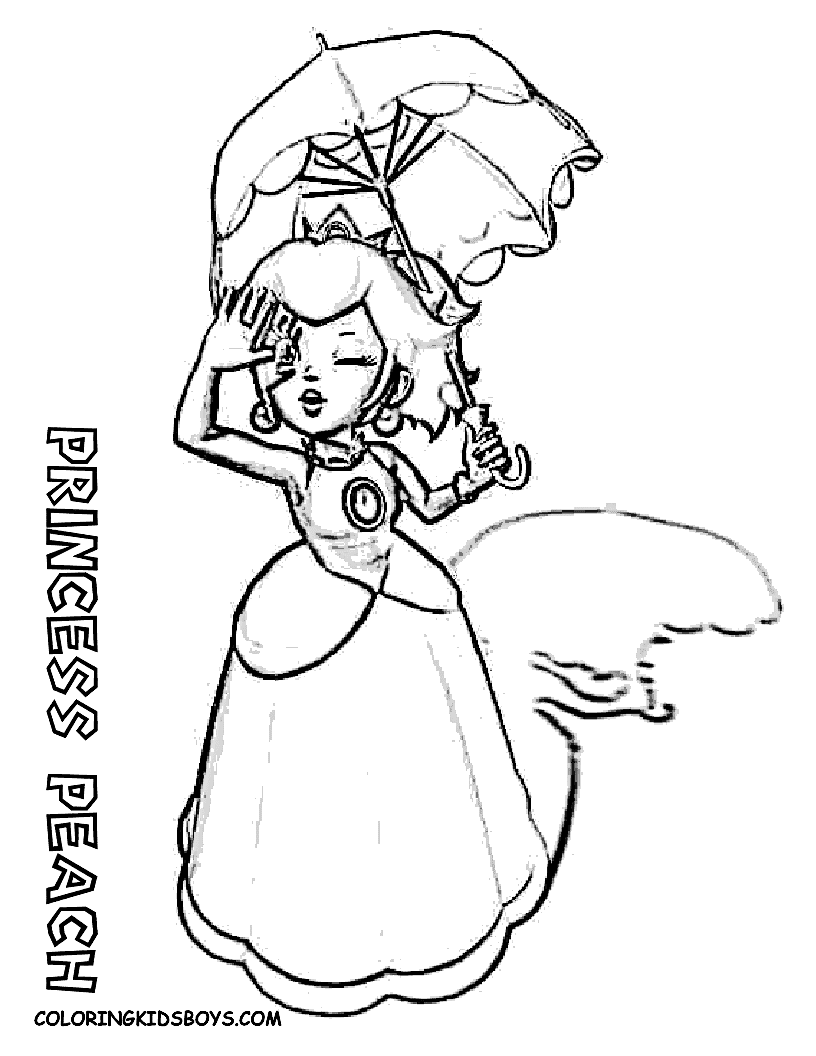 Image Of Princess Peach For Kids Coloring Page