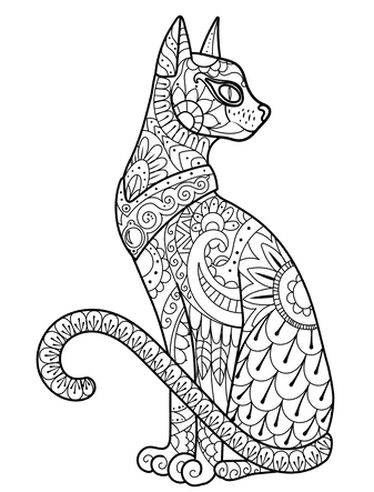 Intricate Cat Halloween Coloring Sheet For Adults