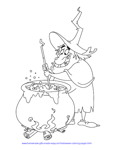 Jack O Lanterns And A Boiling Cauldron Halloween For Children Picture Coloring Page
