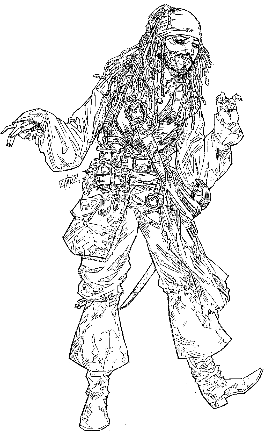 Jack Sparrow Cute For Children Coloring Page