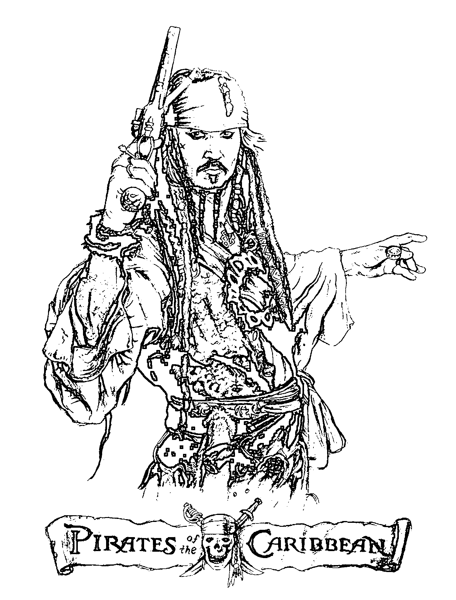 Jack Sparrow For Children Picture Coloring Page