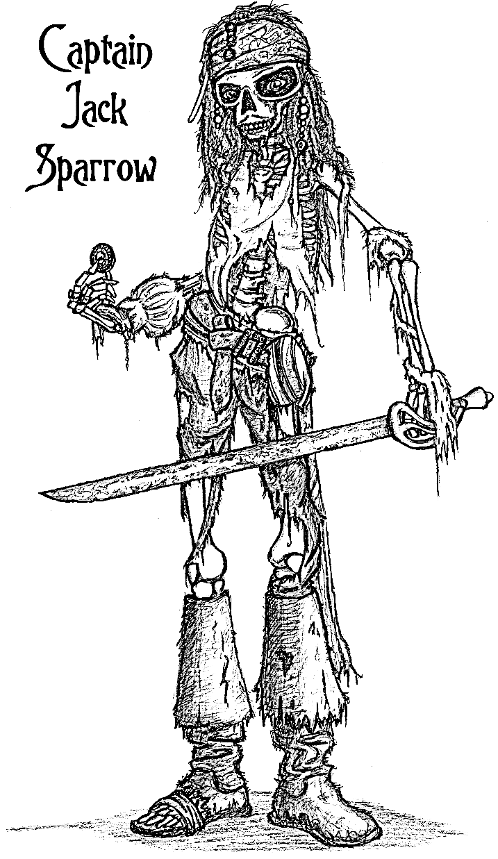 Jack Sparrow Funny Coloring Page