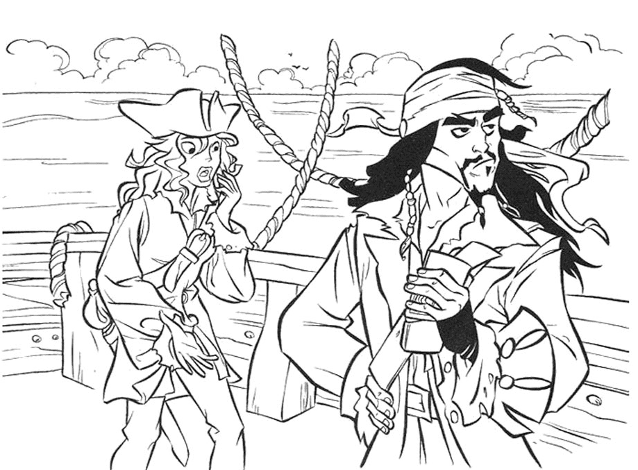 Jack Sparrow Happy Image For Kids Coloring Page