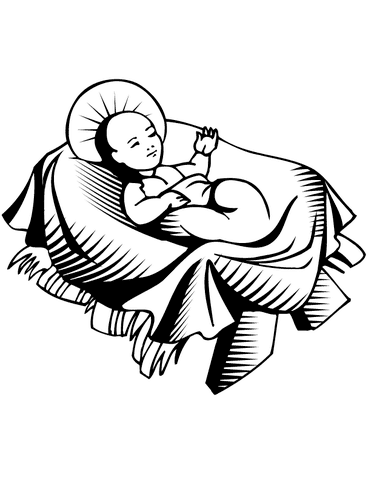 Jesus Born In A Manger Image For Kids Coloring Page