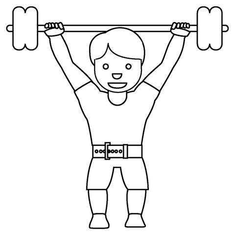 Man Lifting Weights Emoji For Children Coloring Page