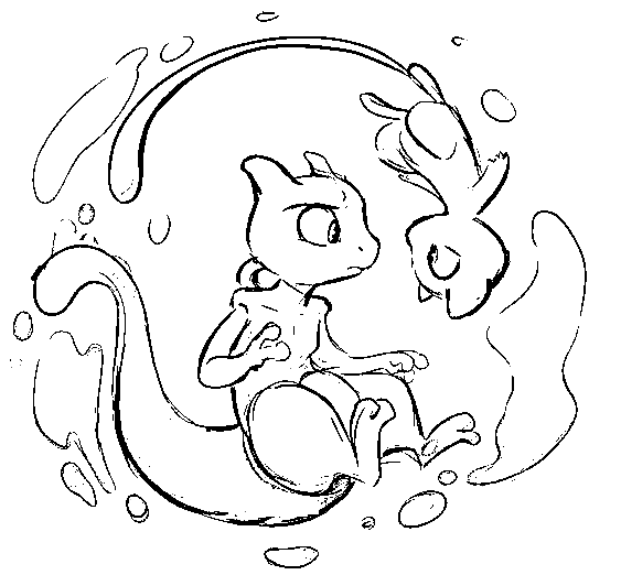 Meotwo And Mew Image Coloring Page